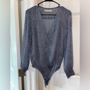 Abercrombie & Fitch Blue Fitted Bodysuit Top